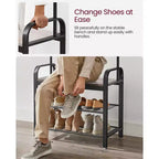 Porte-manteau avec rangement pour chaussures pour entrée, 9 crochets robustes, banc à chaussures pour petites entrées, appartements