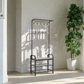 Coat Rack with Shoe Storage for Entryway, 9 Sturdy Hooks, Hall Tree Shoe Bench for Small Spaces, Apartments