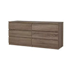 Commode double 6 tiroirs, chêne truffe