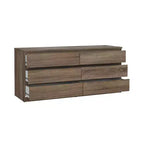 Commode double 6 tiroirs, chêne truffe