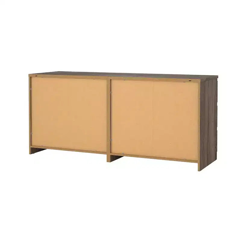 Commode double 6 tiroirs, chêne truffe