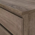 Commode double 6 tiroirs, chêne truffe