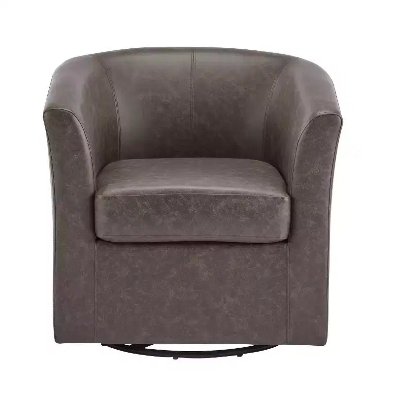 Fauteuil Club Pivotant Contemporain Rembourré en Faux Cuir