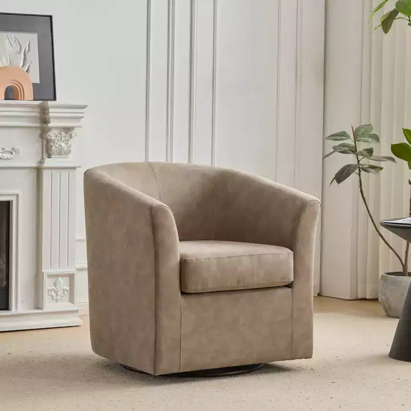 Fauteuil Club Pivotant Contemporain Rembourré en Faux Cuir