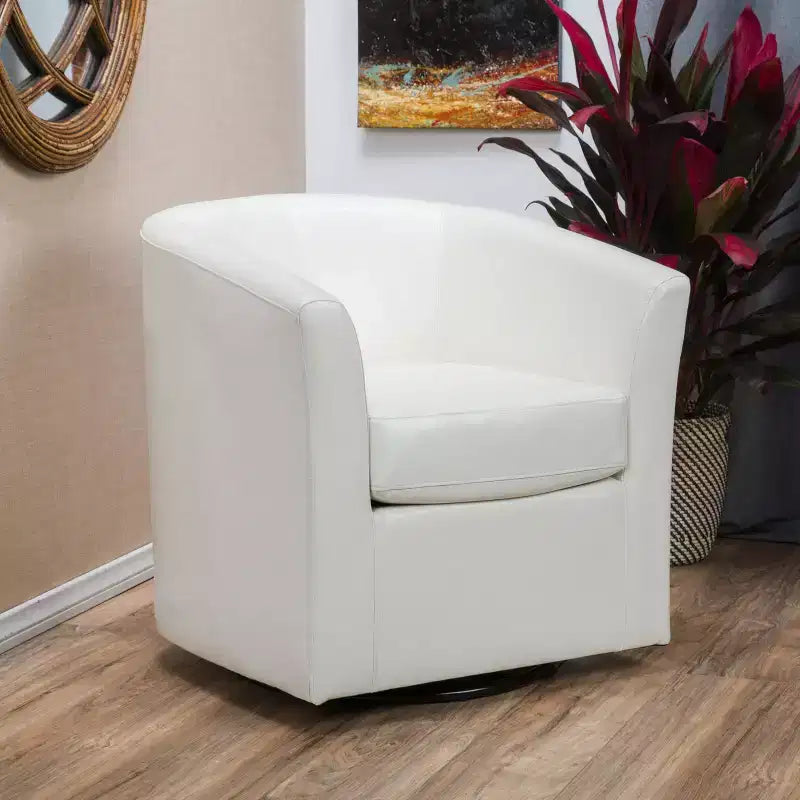 Fauteuil Club Pivotant Contemporain Rembourré en Faux Cuir