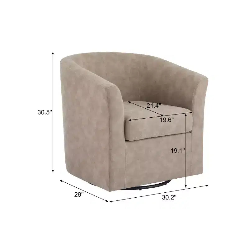 Fauteuil Club Pivotant Contemporain Rembourré en Faux Cuir