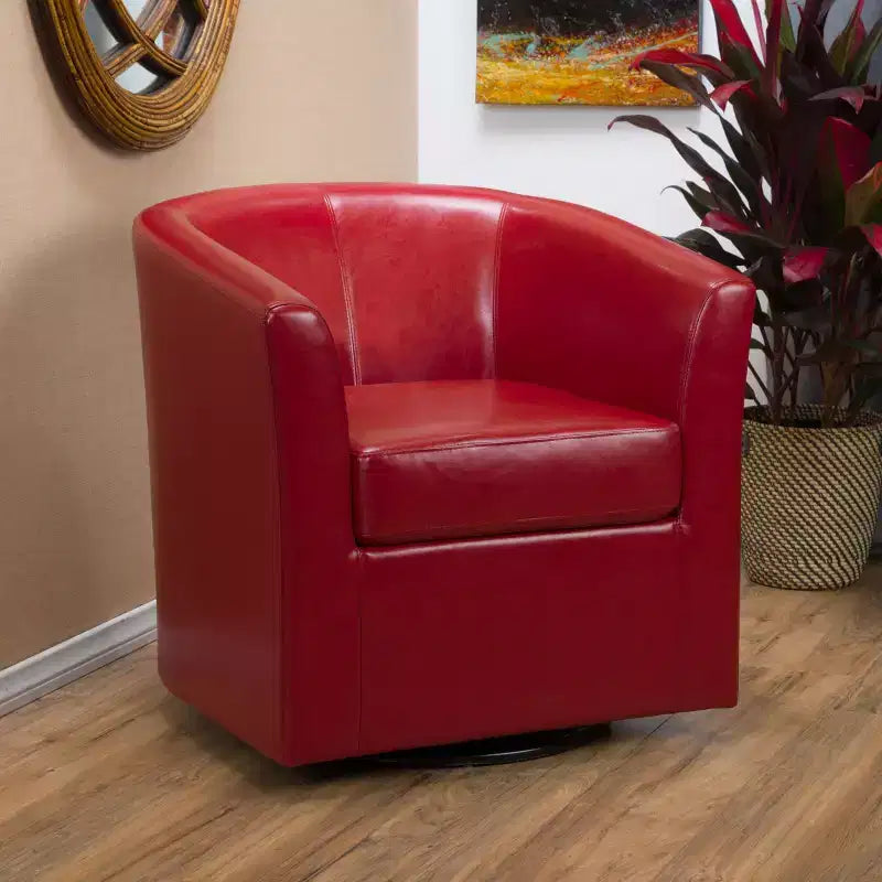 Fauteuil Club Pivotant Contemporain Rembourré en Faux Cuir