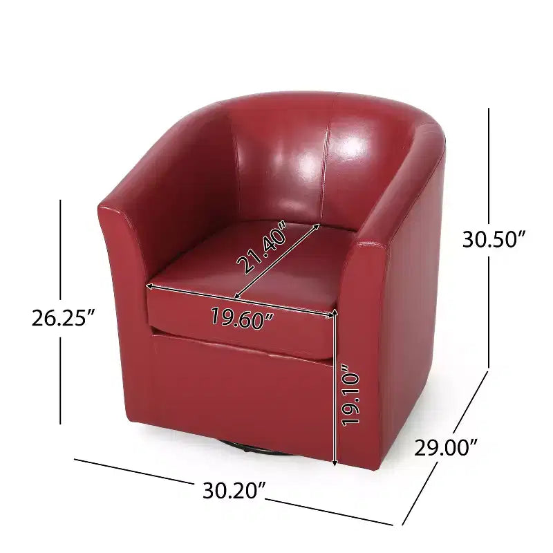 Fauteuil Club Pivotant Contemporain Rembourré en Faux Cuir