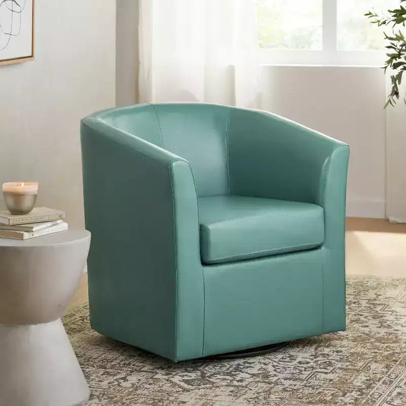 Fauteuil Club Pivotant Contemporain Rembourré en Faux Cuir