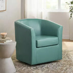 Fauteuil Club Pivotant Contemporain Rembourré en Faux Cuir