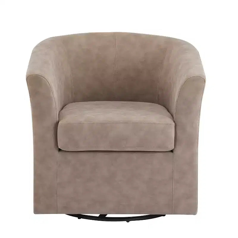Fauteuil Club Pivotant Contemporain Rembourré en Faux Cuir
