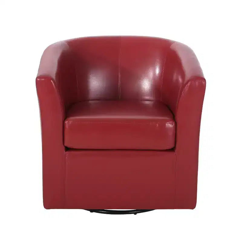 Fauteuil Club Pivotant Contemporain Rembourré en Faux Cuir