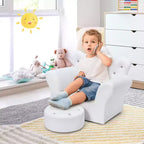 Canapé pour Enfants, Causeuse pour Tout-petits, Fauteuil Princesse, Cadeau pour Enfants avec Ottoman Blanc/Rose