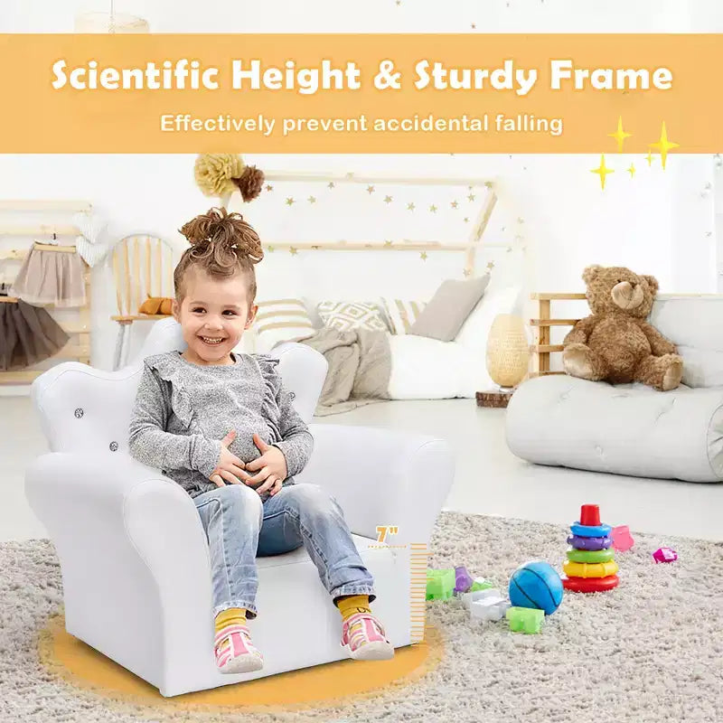 Canapé pour Enfants, Causeuse pour Tout-petits, Fauteuil Princesse, Cadeau pour Enfants avec Ottoman Blanc/Rose