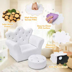 Canapé pour Enfants, Causeuse pour Tout-petits, Fauteuil Princesse, Cadeau pour Enfants avec Ottoman Blanc/Rose