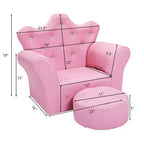 Canapé pour Enfants, Causeuse pour Tout-petits, Fauteuil Princesse, Cadeau pour Enfants avec Ottoman Blanc/Rose