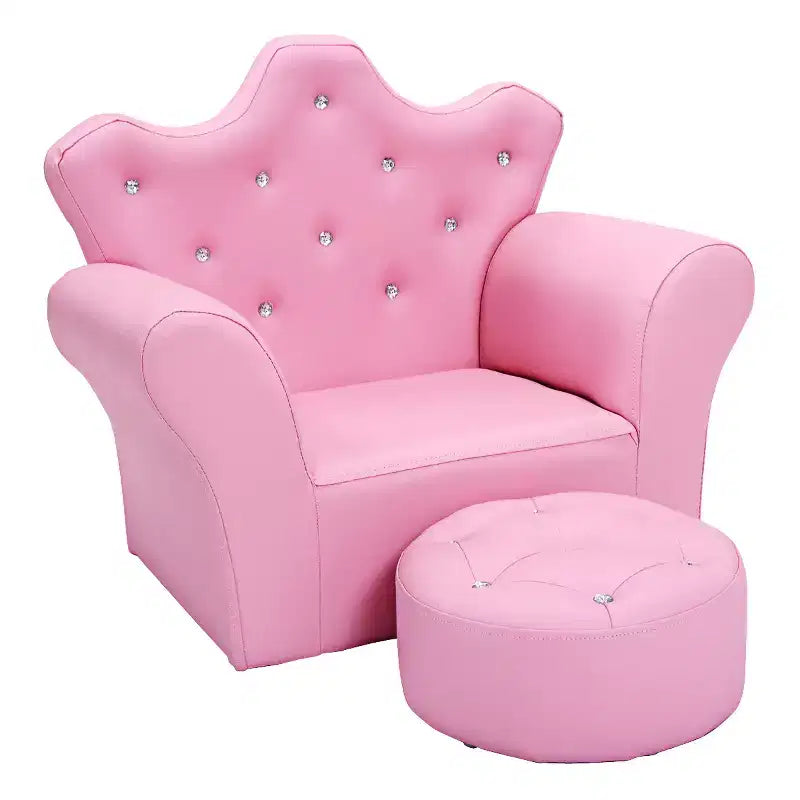 Costway Kids Sofa Toddler Couch Princess Armchair Children Gift with Ottoman White/Pink