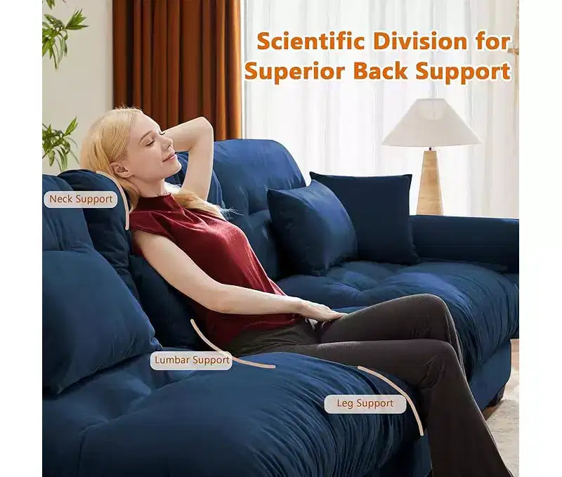 93.7 Canapé moderne 2 places en velours à accoudoirs arrondis avec oreillers