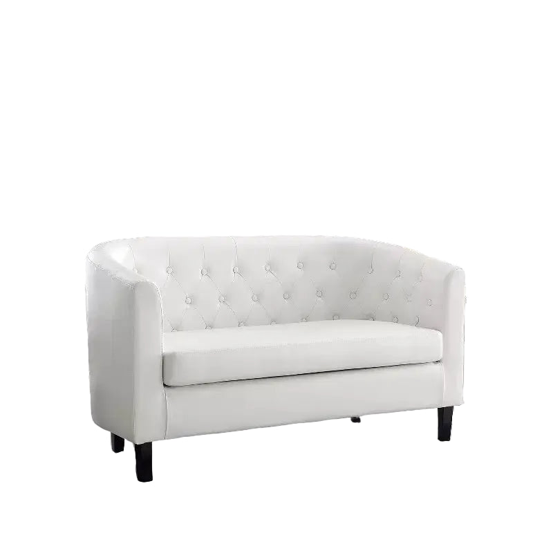 Home Imports Emporium Button Tufted Barrel Loveseat, Midcentury Modern 2 Seater Sofa Couch