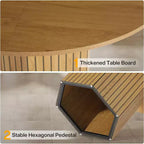Table à manger en bois pour salle à manger, table ronde de 119 cm pour 4 personnes avec pied central et plateau rond en chêne