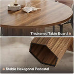 Table à manger en bois pour salle à manger, table ronde de 119 cm pour 4 personnes avec pied central et plateau rond en chêne