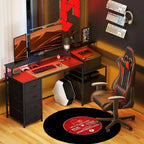 Bureau d'ordinateur 67" avec classeur, bureau à domicile avec prises de courant et lumières LED, support d'écran et étagère pour imprimante