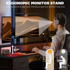 Bureau d'ordinateur 67" avec classeur, bureau à domicile avec prises de courant et lumières LED, support d'écran et étagère pour imprimante