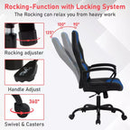 Chaise de jeu Chaise de bureau avec support lombaire Hauteur réglable Chaise de direction en cuir PU pour femmes hommes adultes