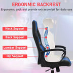 Chaise de jeu Chaise de bureau avec support lombaire Hauteur réglable Chaise de direction en cuir PU pour femmes hommes adultes