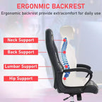 Chaise de jeu Chaise de bureau avec support lombaire Hauteur réglable Chaise de direction en cuir PU pour femmes hommes adultes