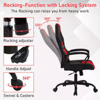 Chaise de jeu Chaise de bureau avec support lombaire Hauteur réglable Chaise de direction en cuir PU pour femmes hommes adultes