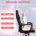 Chaise de jeu Chaise de bureau avec support lombaire Hauteur réglable Chaise de direction en cuir PU pour femmes hommes adultes