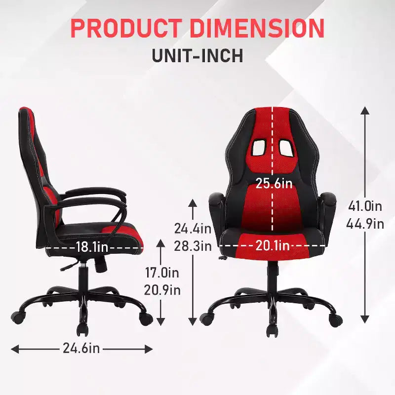 Chaise de jeu Chaise de bureau avec support lombaire Hauteur réglable Chaise de direction en cuir PU pour femmes hommes adultes