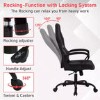 Chaise de jeu Chaise de bureau avec support lombaire Hauteur réglable Chaise de direction en cuir PU pour femmes hommes adultes