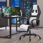 Chaise de jeu Chaise de bureau avec support lombaire Hauteur réglable Chaise de direction en cuir PU pour femmes hommes adultes