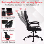 Chaise de jeu Chaise de bureau avec support lombaire Hauteur réglable Chaise de direction en cuir PU pour femmes hommes adultes