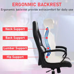 Chaise de jeu Chaise de bureau avec support lombaire Hauteur réglable Chaise de direction en cuir PU pour femmes hommes adultes