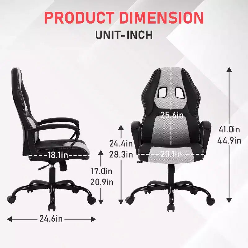 Chaise de jeu Chaise de bureau avec support lombaire Hauteur réglable Chaise de direction en cuir PU pour femmes hommes adultes