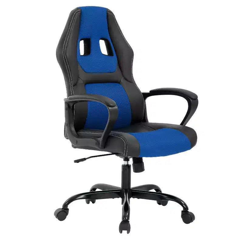 Chaise de jeu Chaise de bureau avec support lombaire Hauteur réglable Chaise de direction en cuir PU pour femmes hommes adultes