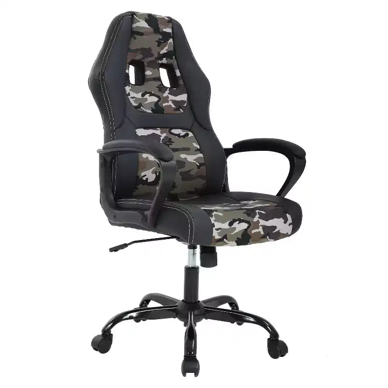 Chaise de jeu Chaise de bureau avec support lombaire Hauteur réglable Chaise de direction en cuir PU pour femmes hommes adultes