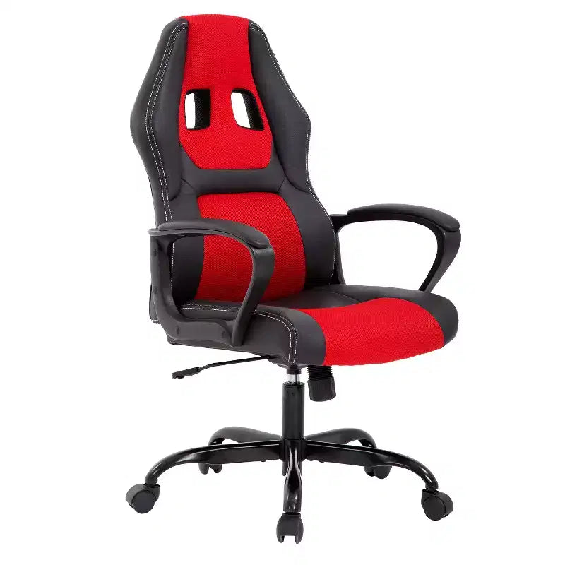 Chaise de jeu Chaise de bureau avec support lombaire Hauteur réglable Chaise de direction en cuir PU pour femmes hommes adultes