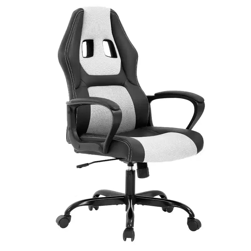 Chaise de jeu Chaise de bureau avec support lombaire Hauteur réglable Chaise de direction en cuir PU pour femmes hommes adultes
