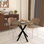 Table à manger ronde, petite table de cuisine circulaire avec pieds en métal noir pour 2 à 4 personnes, table de salle à manger moderne, marron (table uniquement)