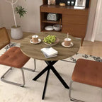 Table à manger ronde, petite table de cuisine circulaire avec pieds en métal noir pour 2 à 4 personnes, table de salle à manger moderne, marron (table uniquement)