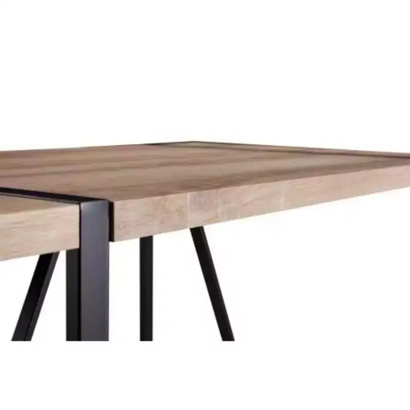 Table à manger industrielle rustique et moderne (4-6 places), bois MDF de 3,8 cm d'épaisseur, pieds en métal noir, polyvalente.