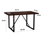 Table à manger industrielle rustique et moderne (4-6 places), bois MDF de 3,8 cm d'épaisseur, pieds en métal noir, polyvalente.