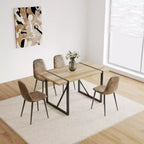 Modern Rustic Industrial Dining Table (4-6), 1.5 Thick MDF Wood, Black Metal Legs, Multi-purpose.