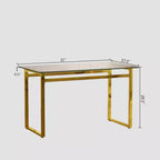 Table à manger moderne en verre pour 4-6 personnes, verre trempé de 8 mm, pieds chromés dorés, polyvalente pour salle à manger/salon