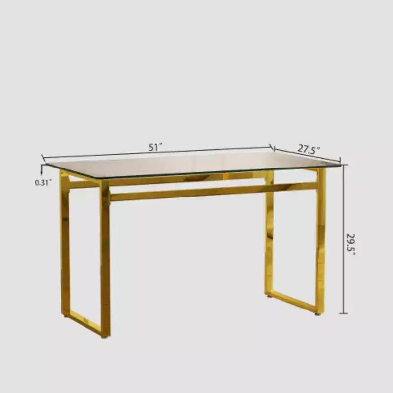 Table à manger moderne en verre pour 4-6 personnes, verre trempé de 8 mm, pieds chromés dorés, polyvalente pour salle à manger/salon
