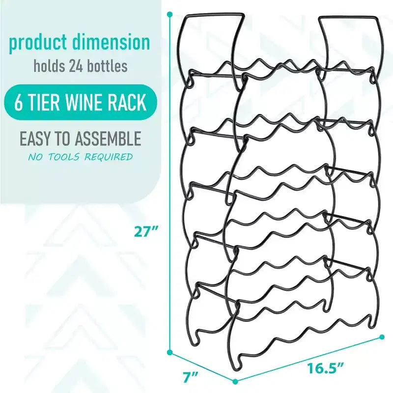 Casier à vin empilable 6 niveaux style classique - Parfait pour bar, cave à vin, sous-sol, placard, garde-manger, etc. - Contenance 24 bouteilles